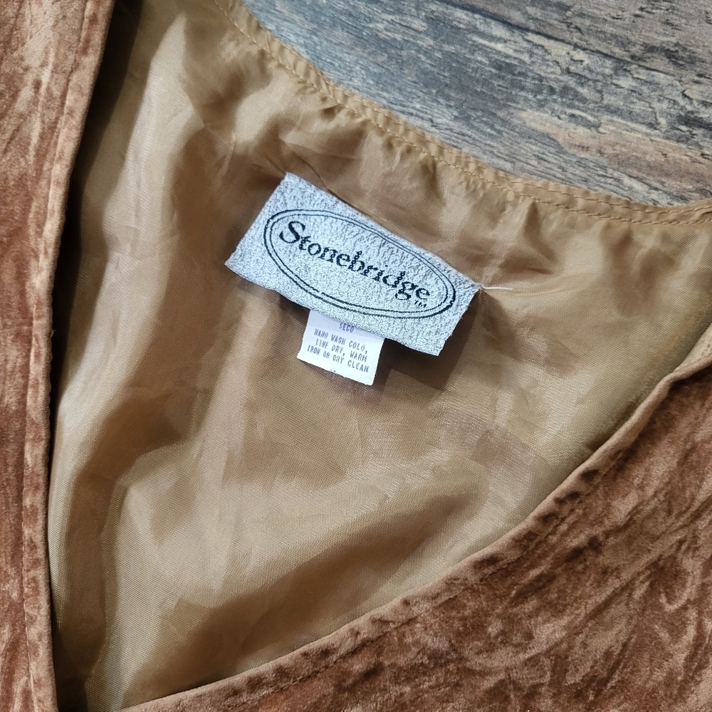Vintage Women's Stonebridge Brown Faux Suede Buttondown Vest Size 16 - Picture 3 of 8